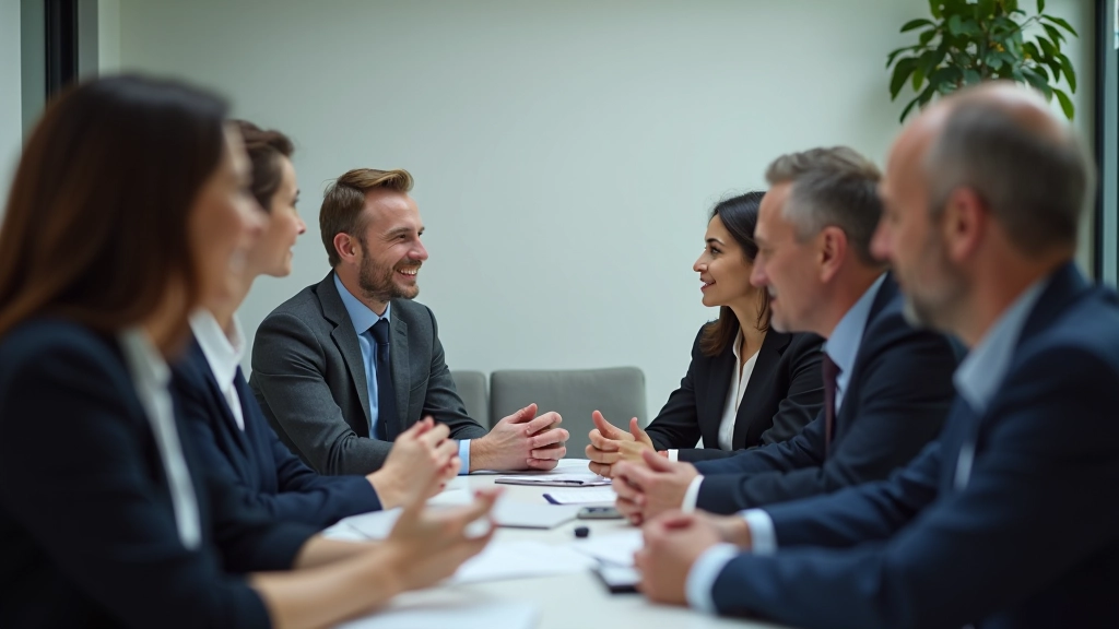 Professionnels en formation d'intelligence émotionnelle dans une salle de séminaire moderne