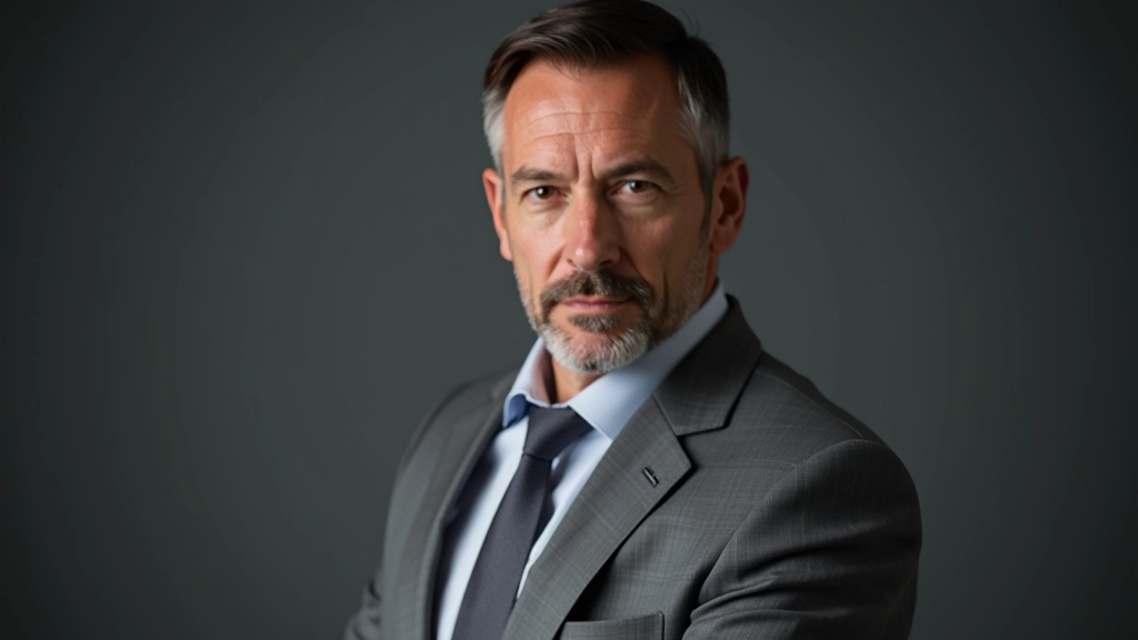Portrait d'un formateur en psychologie organisationnelle, photo professionnelle studio